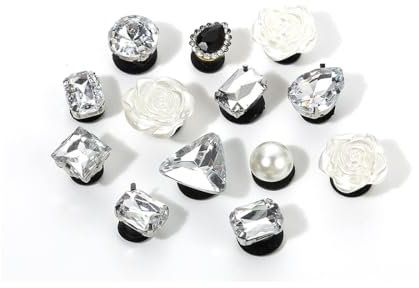 ZUWIJEQ 13 pièces Accessoires de Fleur de Chaussure en Strass, Pins pour Accessoires de Chaussure en Strass, Décorations de Chaussures pour Femmes, Chaussures pour Sabots Ornements de Chaussure
