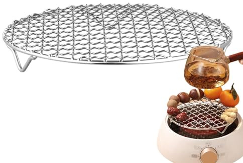 Tragbarer Campinggrill – Edelstahlgrill für die Küche im Freien, runder Netzgrill | Tragbarer Grill für Camping, Grill, Grill, Lagerfeuer, Reisegrill