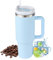 PRAOAHEI 40oz Thermobecher mit Strohhalm und Henkel,1180 ML Doppelwandiger Edelstahl Heiße Kalte Getränke Vakuum Trinkbecher, Kaffeebecher für Zuhause Reisen Hellblau