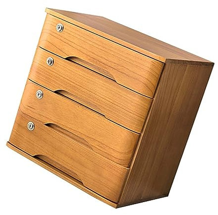 Aktenschrank aus Massivholz mit abschließbaren Schubladen, 4 Etagen, Holzfarbe