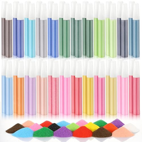 BBTO 48 Pcs Colored Sand Kit Assorted Crafts Sand Art Bottles for Kids Painting Birthday Party Favor Drawing Gift DIY Class Crafty Collection