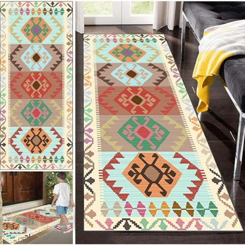 Lang Teppich Läufer Waschbar rutschfest fußmatten Läufer Flur Teppich Küchenläufer Teppichläufer Küchenteppich 40 x 100 cm Eingangstürmatte Teppich für Haustür, Flur, Eingang, Küche, Schlafzimmer