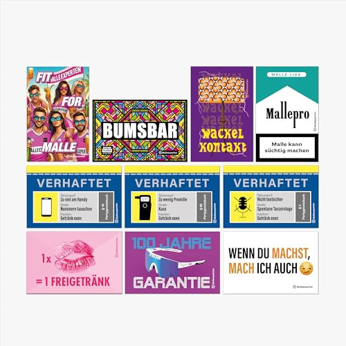 Malleexperten Sticker Set #3 | Malle Party Feiern Festival Karneval JGA Après-Ski | 10x 10 Sticker, 10 Motive | Aufkleber in Top Qualität (UV-Lack, Outdoor-Haftbarkeit, Schlitzung Rückseite)