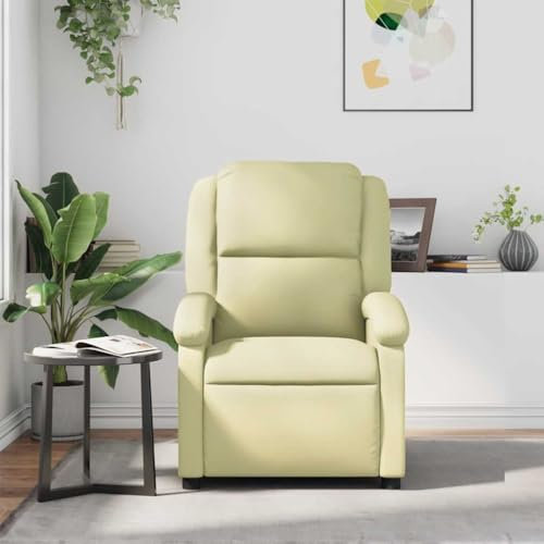 HEFZGDB Relaxsessel Creme Echtleder Couchsessel Schminktisch Stuhl Lesestuhl Seselstuhl Wohnzimmer für Balkon Arbeitszimmer Schlafzimmer Sitzungszimmer