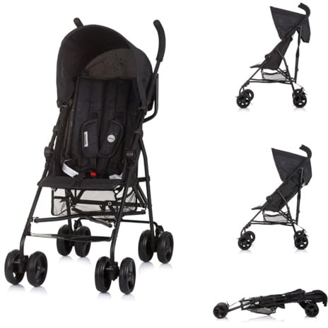 Chipolino Kinderwagen, Buggy Point 5-Punkt-Gurt, Rückenlehne verstellbar, Korb, Farbe:schwarz