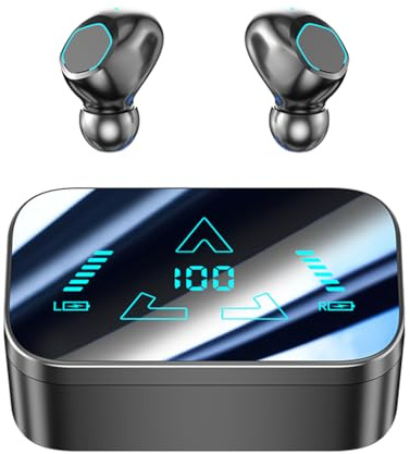 Domars Wireless Earbuds, Ear Phones Wireless Earbuds,20000mAh Power Bank,58H Playback Bluetooth 5.3 Earbuds with ENC Noise Cancelling, Low Latency Gaming Headphones for iPhone Android (Black)