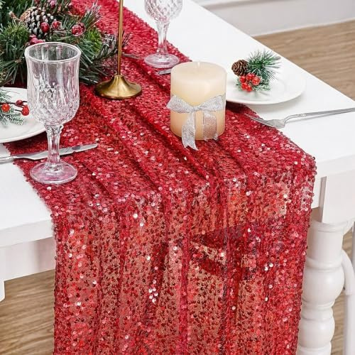 BrillShine Tischläufer 63 x 300 cm Tischläufer Tischband für Meerjungfrau Pailletten Geeignet für Party deko Geburtstag Hochzeiten, Weihnachten Einschulung Deko