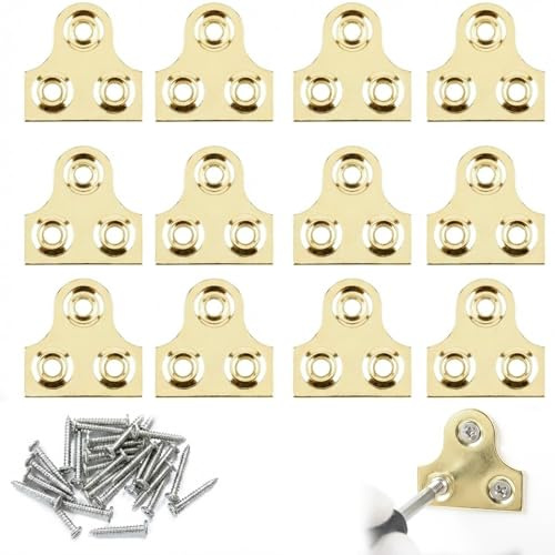 DAQUN 50 Pcs Picture Hanging Set - 20 Brass Plates with 30 Screws for Mirrors, Frames & Wall Decor