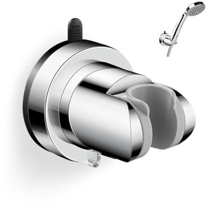 HMCEY Supporto per Soffione Doccia con Ventosa,Supporto Doccino Senza Forare,Porta Doccino Muro Universale,Porta Soffione Doccia Regolabile,Shower Head Holder per Fissare e Regolare - Argento