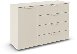 Rauch Möbel ADITIO, Kommode, Farbe Beige, Breite 120 cm | Sideboard im modernen Look, 1-türig, 4 Schubladen, Soft-Close, für Schlafzimmer, Gästezimmer, Wohnzimmer, Garderobe, Flur