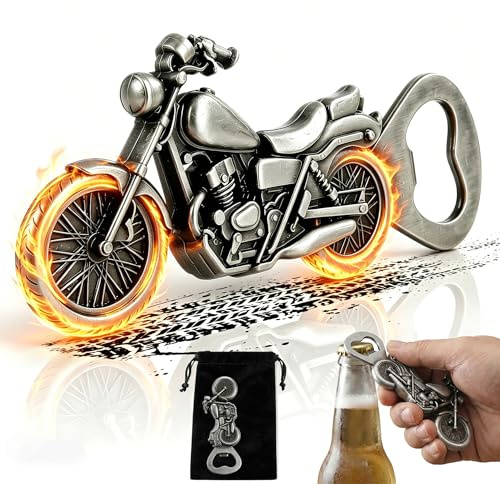 Fathers Day Gift for Men, Novelty Unusual Motorbike Bottle Opener, Vintage Motorcycle Gifts, Unique Beer Presents for Men Him Dad Boyfriend, Cool Christmas Birthday Gift (Antique Tin Bottle Opener)