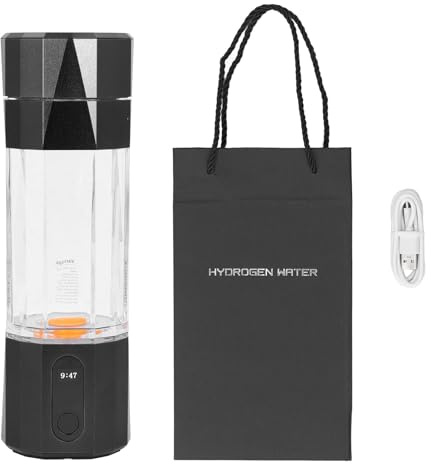 CHEOTIME Máquina generadora de botellas de agua de hidrógeno, 6000 a 8000 PPB Máquina ionizadora de agua de hidrógeno portátil de 208 ml recargable, mejora el agua en 5 minutos (Negra)