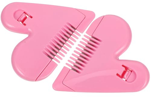 Operitacx 2 Peines para Flequillo en Forma de Figura de Plástico y Metal, Portátiles y Estables, Color Rosa, Herramienta Práctica para Cortar el Pelo en Mujeres Estilo Varios estilos