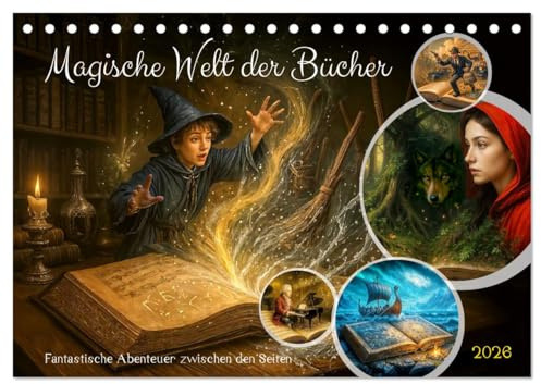 Magische Welt der Bücher - Fantastische Abenteuer zwischen den Seiten (Tischkalender 2026 DIN A5 quer), CALVENDO Monatskalender: Ein Jahr voller ... zum Leben erwachen. (CALVENDO Wissenschaft)