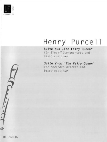 Suite aus The Fairy Queen: Blockflötenquartett und Cembalo (Klavier). Partitur und Stimmen.