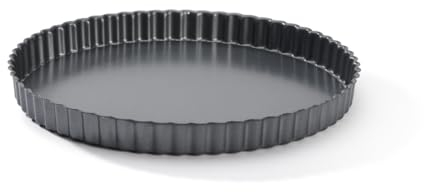 De Buyer - Moule à tarte cannelé rond à fond amovible en acier antiadhésif - Diamètre 28 cm -, Noir