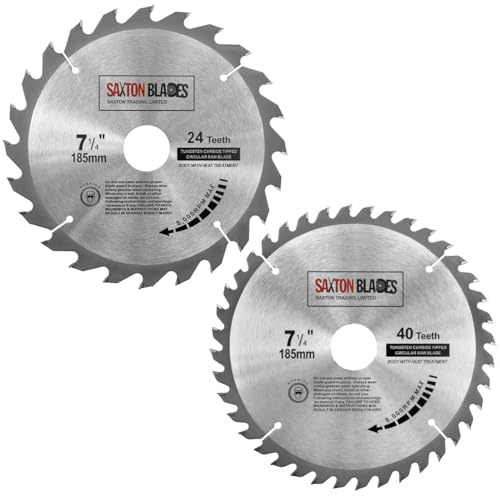 TCT185MXA 2x Saxton TCT Circular Wood Saw Blades 185mm x 30mm bore for Bosch Makita Dewalt Pack A Fits 190mm Saws