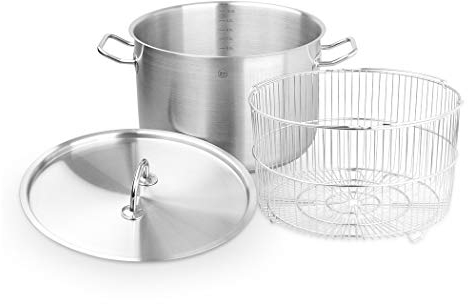 Carl Schmidt Sohn 044022 PRO-X Suppentopf mit Korb 28 cm, 10 Liter, 18/10 Edelstahl, silber, 28 x 28,3 x 27,4 cm