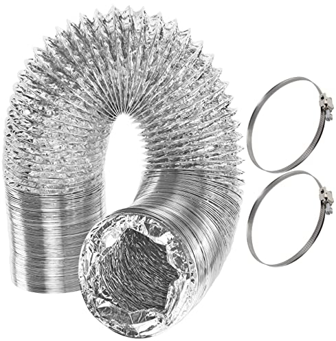 SPARES2GO Universal 5m Extra Long Aluminium Flexible Tumble Dryer Vent Hose Exhaust Pipe (4 / 100mm) + 2 x Screw Clips