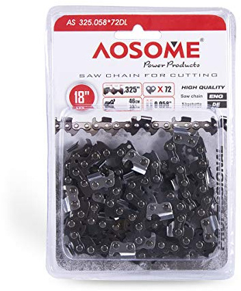 AOSOME 0,325 Cadena para Motosierra - 18 Pulgadas 72 Eslabones - para 45cm Espadas Motosierras Gasolina