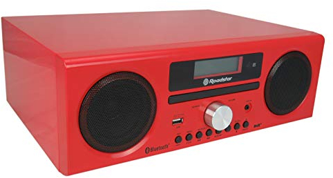 Roadstar HRA9DBT-RDL Radio Portátil DAB/DAB+/FM, Reproductor CD-MP3, Bluetooth, USB, AUX-IN, Grabador, Pantalla LCD, Mando a Distancia, Rojo