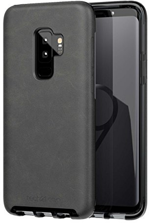 Tech 21 EVO Luxe Faux Leather Protective Case for Samsung Galaxy S9+ - Black Leather