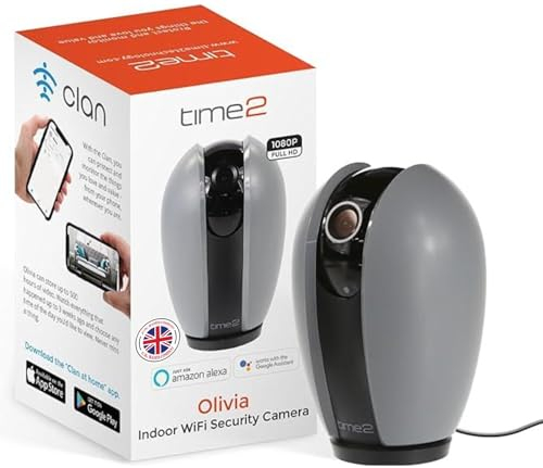 Time2 Olivia - Wifi Indoor Security Camera | 355° Motion Track | Alexa/Google, 2 Way Talk, SD/Cloud Storage | 1080P Baby Monitor Camera With App Control System | Pet, Dog & Elderly Cam At Home (1 Pcs)