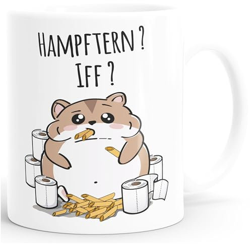 MoonWorks® Kaffee-Tasse Corona Hamster Corona-Virus 2020 Hamsterkäufe Klopapier Nudeln lustige Kaffeebecher weiß Keramik-Tasse