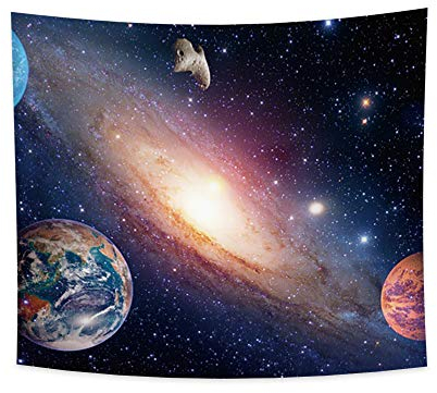 YONGFOTO 150x130cm Weltraum Tapisserie, Die Erde Mond Planet Meteorit Starry Galaxis Wandbehang für Zimmer Dekor Themenausstellung Hängend Wohnheim Schlafzimmer Wall Art Star Tapisserien