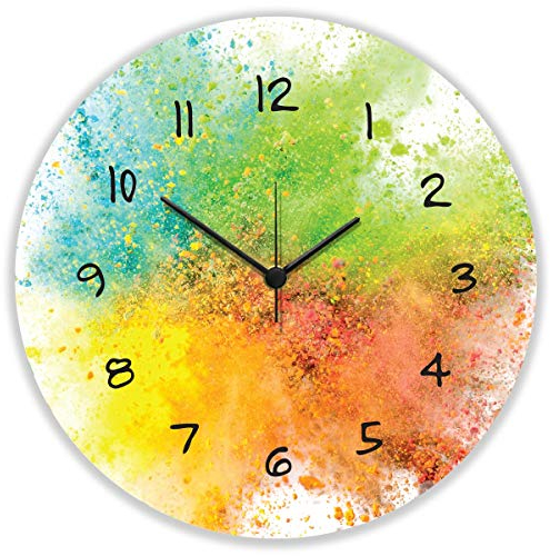GRAVURZEILE Wanduhr aus Holz Splash Love - 100% Lautlos kein Ticken absolut geräuschlos - 30 cm Ø - Design Wanduhren für Wohnzimmer Schlafzimmer & Küche