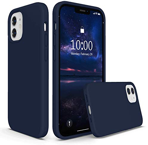 SURPHY Liquid Silicone Case Compatible with iPhone 12 mini Case 5.4 inches, Gel Rubber Full Body Shockproof Phone Case with Microfiber Lining for iPhone 12 mini 5.4 inches 2020 (Deep Navy)