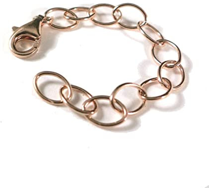 Kettenverlängerung Roségold Silber 925, Länge 6,5cm mit Karabiner Roségold vergoldet, individuell einstellbare Verlängerungskette für Kette, Armband und Fusskette