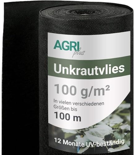 AGRI plus Unkrautvlies I 3,2 x 100 m I Verschiedene Maße I Reißfestes 50 g/m² Polypropylen Vlies für den Außenbereich I Gartenvlies gegen Unkraut I Vlies wasserdurchlässig & UV-beständig