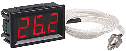 RUIZHI Industrielles Hochpräzisions Thermometer, -30~800 ℃ 12V Temperaturmessgerät mit K-Typ Thermoelement M6-Sonde