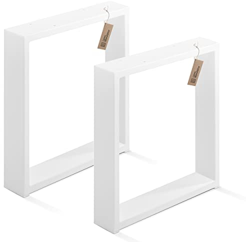 LAMO Manufaktur Tischbeine für Sitzbank, Couchtisch, Beistelltisch, Simple Light, Vierkantprofil 60x20 mm, Tischgestell 40x43 cm (BxH), Weiß, 2 Stück, LTS-01-E-BB-9016