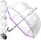 COLLAR AND CUFFS LONDON 95 KPH Ombrello Trasparente a Cupola Pioggia Robusto - Raro Automatico - Ombrello Classico Chiaro Antivento Donna Uomo Adulti - Fibra di Vetro - Con Bordo Forte - Viola