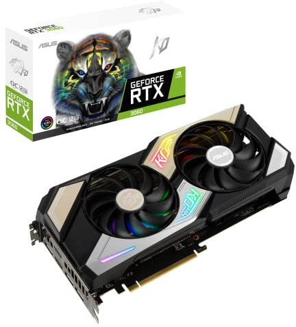 ASUS KO NVIDIA GeForce RTX 3060 V2 OC Edition 12GB GDDR6 Gaming Graphics Card (PCIe 4.0, 12GB GDDR6 memory, LHR, HDMI 2.1, DisplayPort 1.4a, Axial-tech Fan Design, 0dB technology, Enduring capacitors)