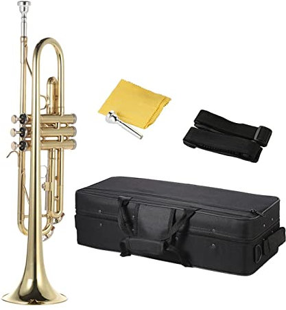 Messing Trompeten Trompeten Musiktrompete Bb B Trompete Aus Flachem Messing Exquisites, Langlebiges Trompete-Musikinstrument Mit Mundstück (Color : Type A)