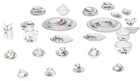 LBEC Set di Giocattoli per Feste da tè in Porcellana, Set di Tazze da tè Decorative Fai-da-Te Attraenti per Casa delle Bambole 1:12 per Casa delle Bambole 1:12 (46 Tipo1)