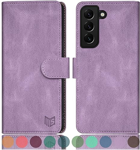 SUANPOT Custodia per Samsung Galaxy S22 Cover Portafoglio [Blocco RFID] [Shell TPU] in Pelle Sintetica Tasca Carte Antiurto Protettiva di Con Slot per Schede di per Samsung S22case Viola Lilla