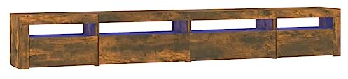 vidaXL Smoked Oak Coloured TV Cabinet with Trendy Modern Look, Engineered Wood Material, Changing LED Lights, Capacious Storage Space