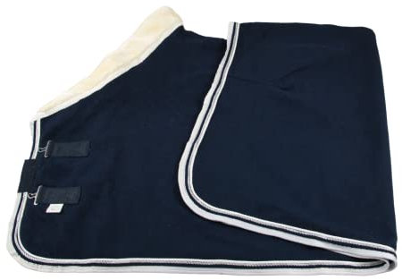 WAGNER Fleece Abschwitzdecke mit Fellkragen (Blau-Weiss, 135)