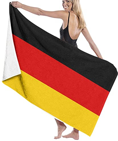 Strandtuch Flagge Von Deutschland Tragbares Saugfähig Schwimmhandtücher Weiches Handtücher Für Reise Outdoor Camping 80X130Cm