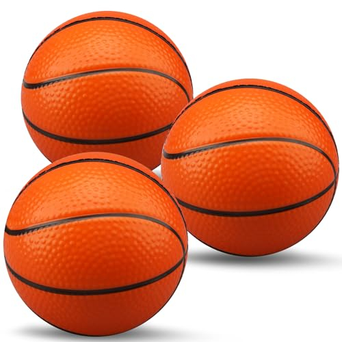 13CM Mini Schaum Basketball für Reifen, Squeeze Spielzeug für Über Die Tür Reifen, Ersatz Bälle für Kinder Strand Indoor Outdoor Spiel, Stress Relief Geschenk 3 PCS, Orange