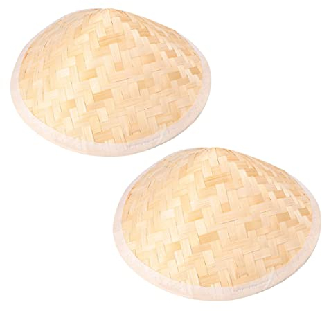 FOMIYES 2 Pièces Chapeau De Peinture pour Enfants Chapeau De Fermier Chinois Chapeau De Sauveteur en Paille Soleil De Paille Chapeau De Samouraï du Japon Homme Asie Bambou Conique