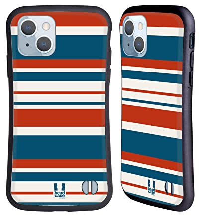 Head Case Designs Blu E Rosso Classico Collezione A Strisce 2 Cover Ibrida Compatibile con Apple iPhone 14