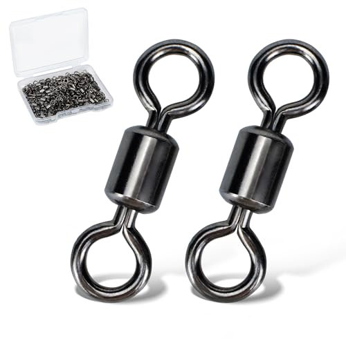Piscorush Fishing Swivels Rolling Barrel Swivels High Strength Stainless Steel Rolling Swivels Fishing Hook Line Connector Tackle Accessories