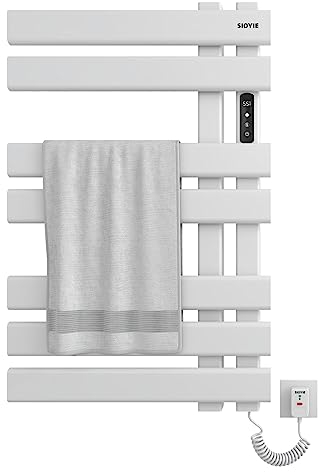 Scaldasalviette Elettrico, Termostato WiFi Smart Scaldasalviette, per Alexa e Google Home e APP, 450x720 mm, Portasciugamani elettrico, Scaldasalviette Elettrico Bagno a Basso Consumo-WIFI White Right