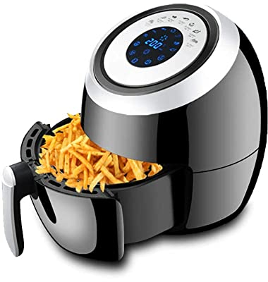 Freidora de aire,control inteligente de temperatura Freidora de aire eléctrica sin aceite,Mini horno multifunción con freidora de chips,Diseño de doble olla,Sartén antiadherente frita azul,Cocción