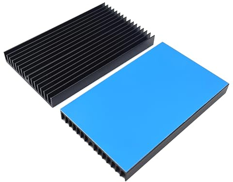 2Pcs Aluminum Heatsink Kit 100x60x10mm/ 3.94“x2.36“x0.39“ inch + Thermal Conductive Adhesive Tape Cooler Heat Sink for Cooling SSD Smartphones Routers Hard Drives LED Panel (16 Pins)